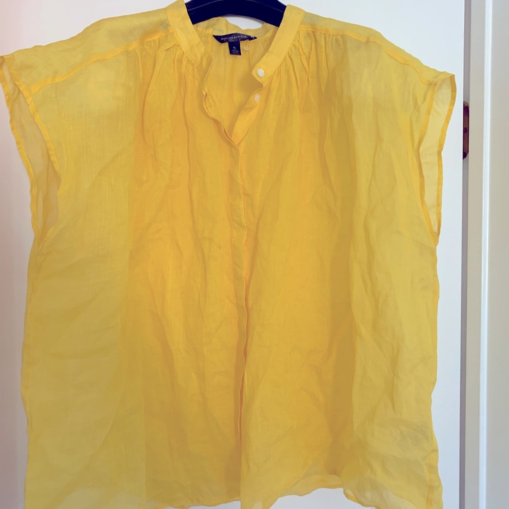 Bright yellow linen shirt Banana Republic
